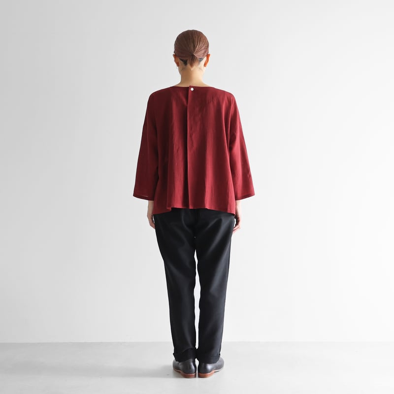 ウォッシャブルウールワイドプルオーバー（ダークレッド）【レディス