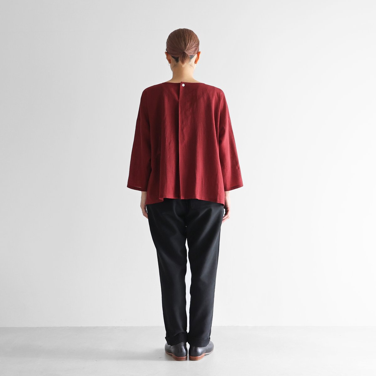 ウォッシャブルウールワイドプルオーバー（ダークレッド）【レディス