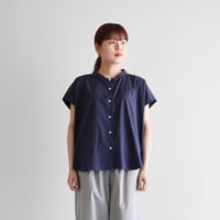 オーガニックコットンビエラフレンチスリーブワイドブラウス（オリエンタルブルー）【レディス】U103