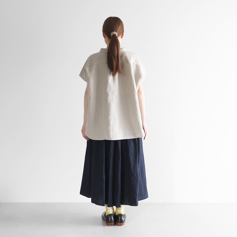 オールドレピアリネンロングスカート（ダークネイビー）【レディス