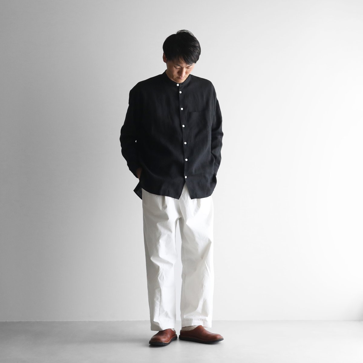 先染めバフクロスワイドパンツ（オフホワイト）【ユニセックス】504