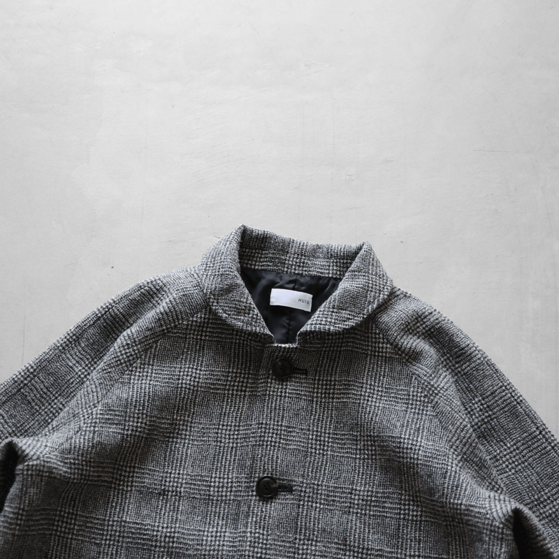 HUIS×尾州”縮絨ウールショートコート（グレンチェック）【ユニセックス