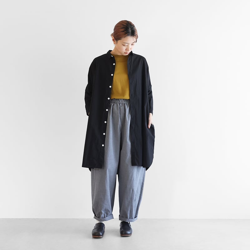 名古屋黒紋付染］オーガニックコットンロングシャツ（山勝