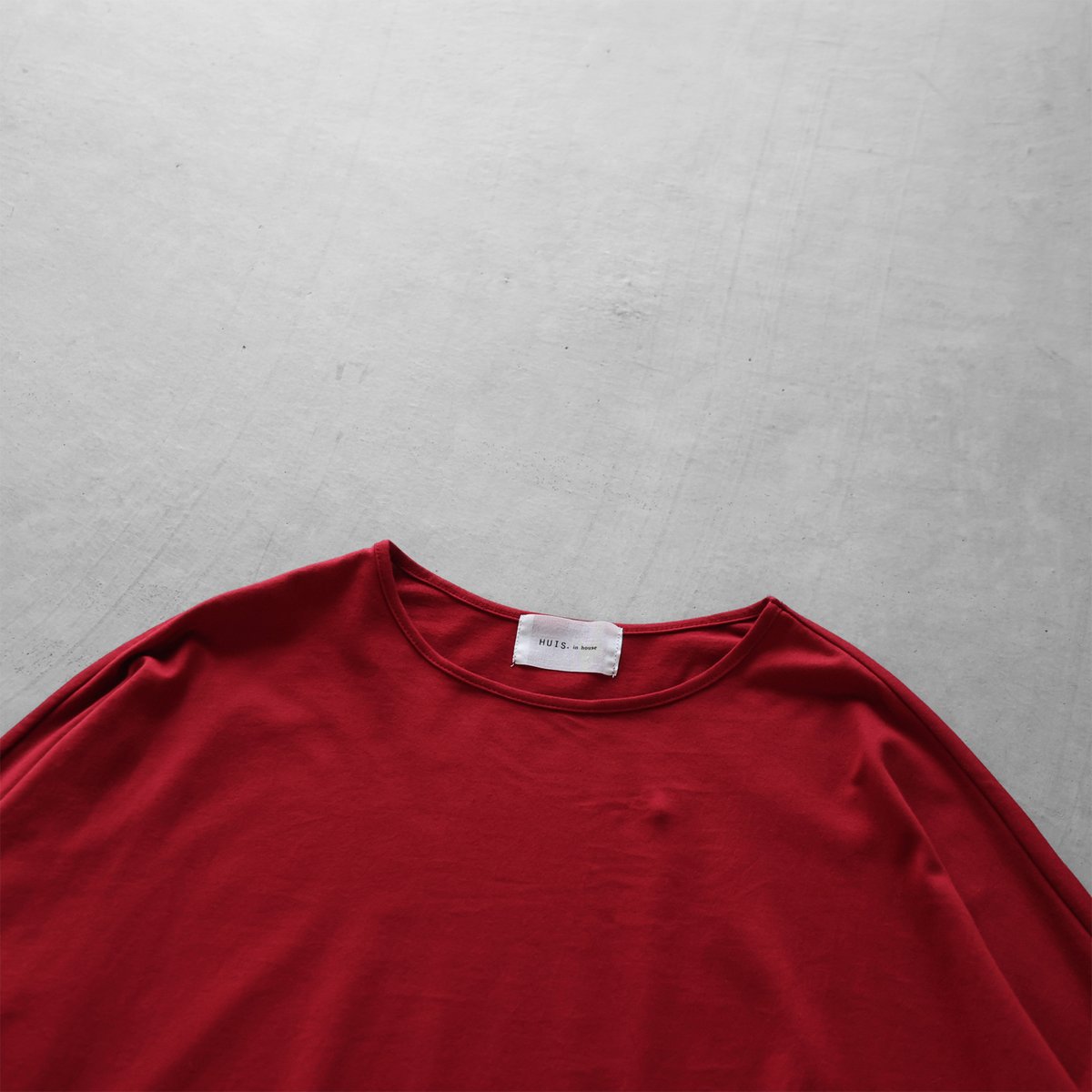HUIS in house］SUVIN COTTON長袖コクーンカットソー（レッド）【レディ