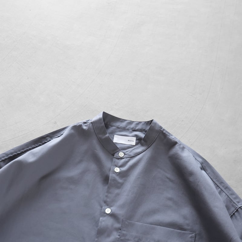 ギザコットンブロードバンドカラーオーバーシャツ（スチールグレー