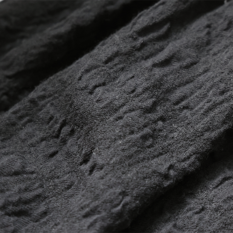 HUIS×尾州”縮絨綿ウールガーゼショートカーディガン（ブラック