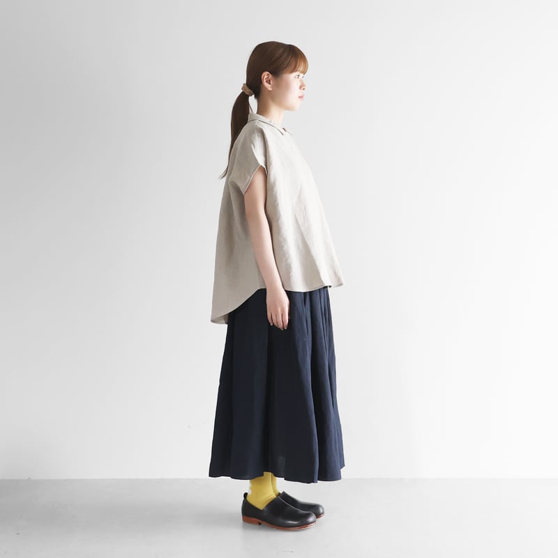【ミホコ】wafu/cip リネンワイドフレンチスリーブブラウス ミホコ様専用】wafu/cip リネンワイドフレンチスリーブブラウス