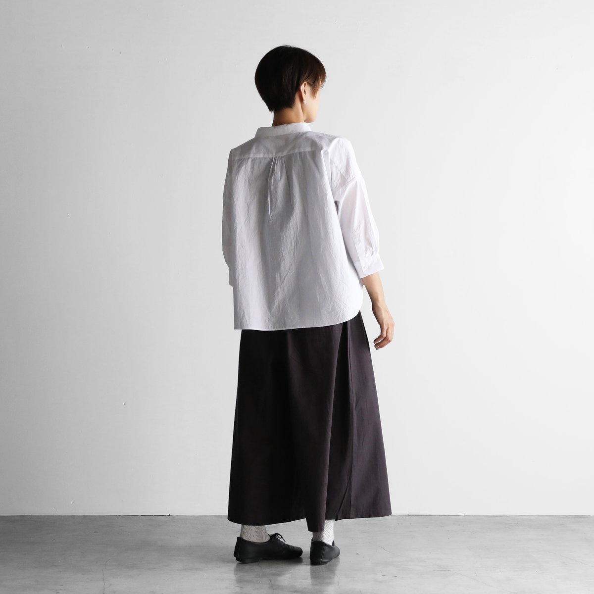 HUIS 遠州織物　U108　8分袖コードレーンワイドブラウス 8分袖コードレーンワイドブラウス U108をリリースしました／ – HUIS