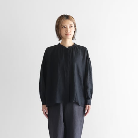 シャトルリネンライトバルーンスリーブワイドブラウス（ブラック）【レディス】U106