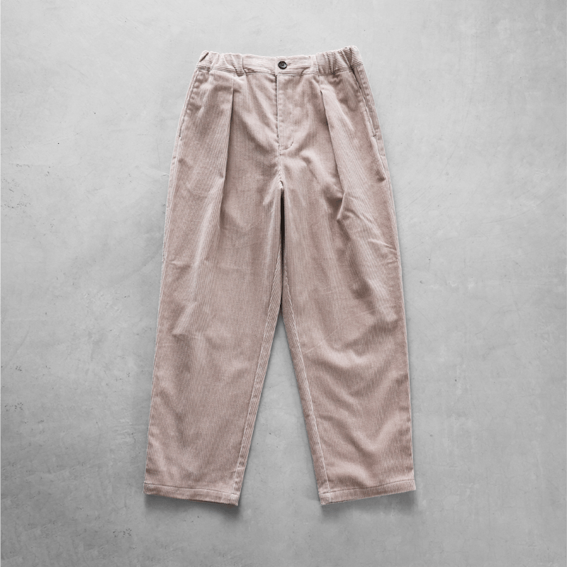 シャトルコーデュロイセミワイドパンツ（太畝・ピンクベージュ）【ユニ