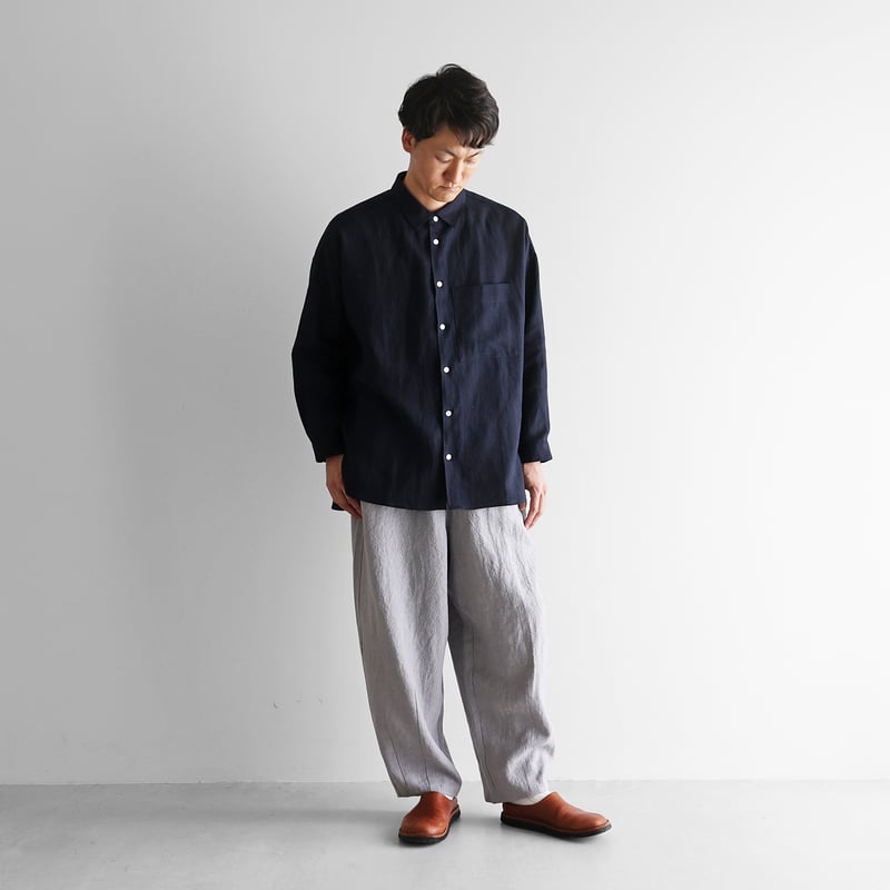 オールドレピアリネンオーバーシャツ（ダークネイビー）【ユニセックス