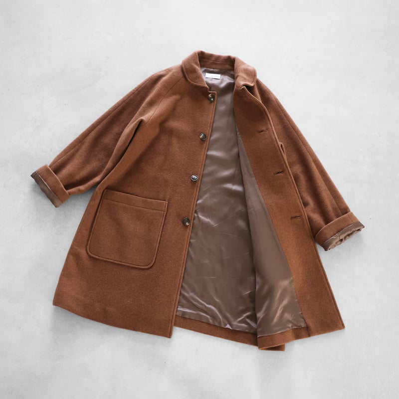 HUIS×尾州”縮絨ウールフランネルミドルコート （ブラウン）【ユニ