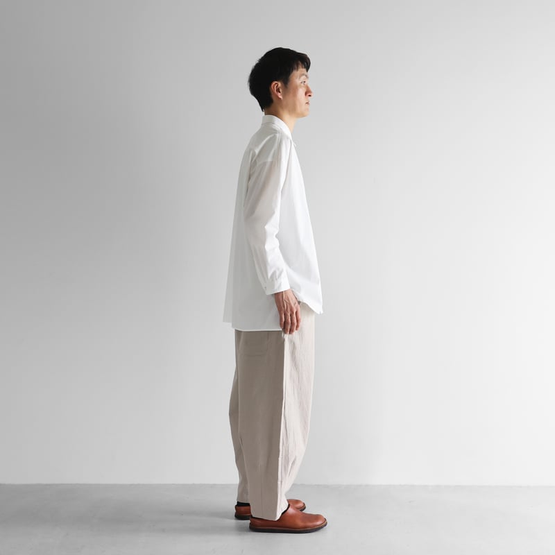 ウォッシャブルウールコットンバルーンパンツロング（ミルクティ