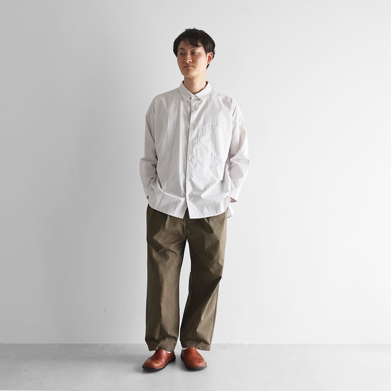 バフクロスワイドパンツ（オリーブドラブ）【ユニセックス】504 | HUIS