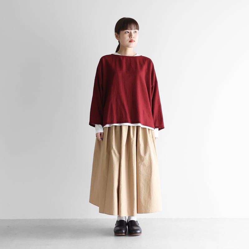 ウォッシャブルウールワイドプルオーバー（ダークレッド）【レディス