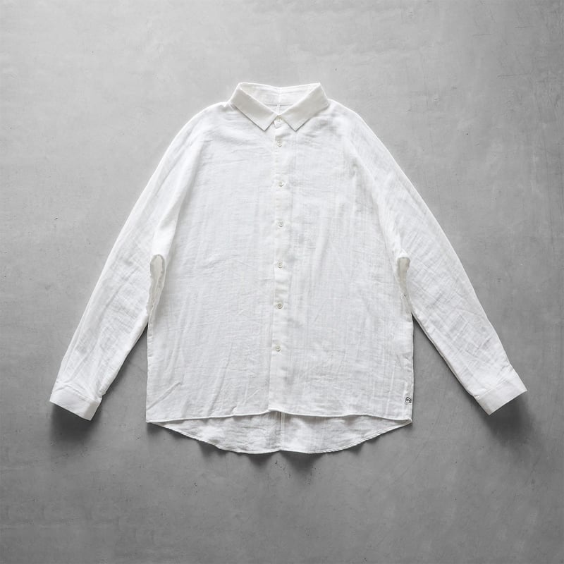 美品✨Y's for living オーバサイズシャツ シェルボタン 洗える 白 シャトルダブルガーゼシームレスオーバーシャツ （白）【ユニセックス