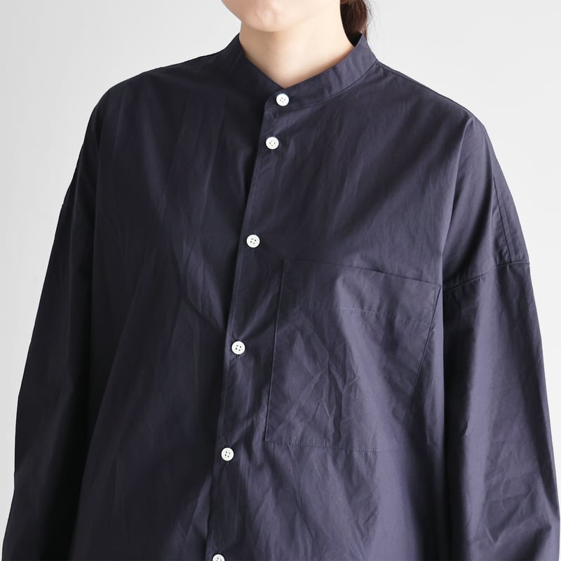 ばちばちタイプライタークロスバンドカラーオーバーシャツ（ダーク