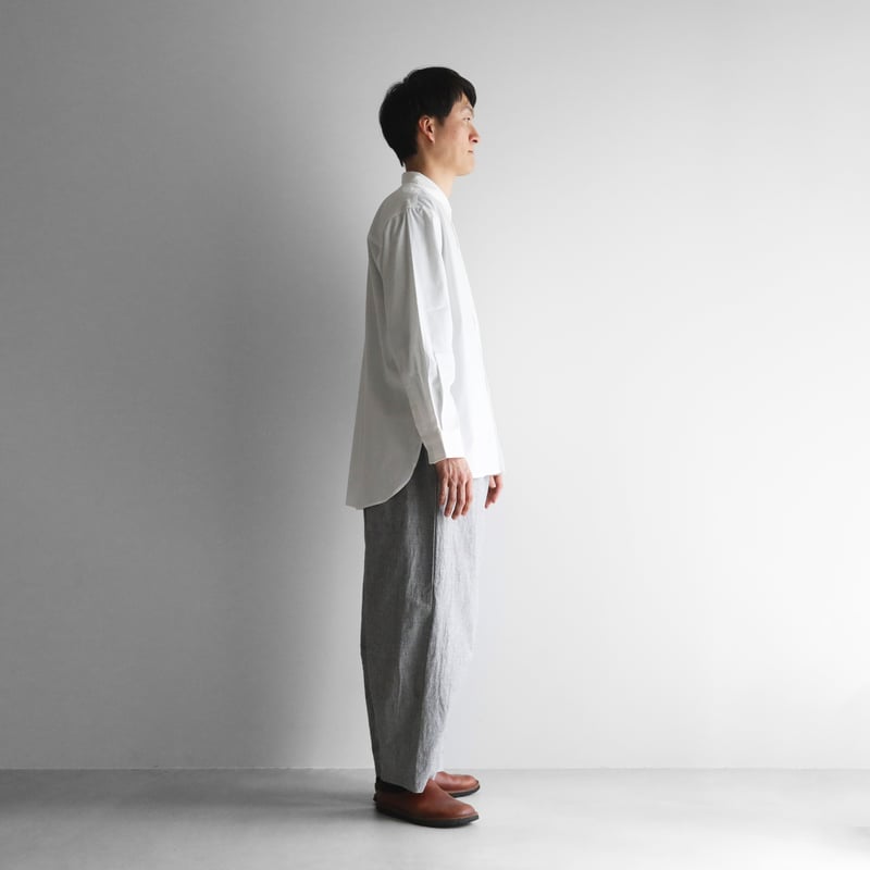 綿麻(コットンリネン)バフクロスバルーンパンツロング（グレー）【ユニ