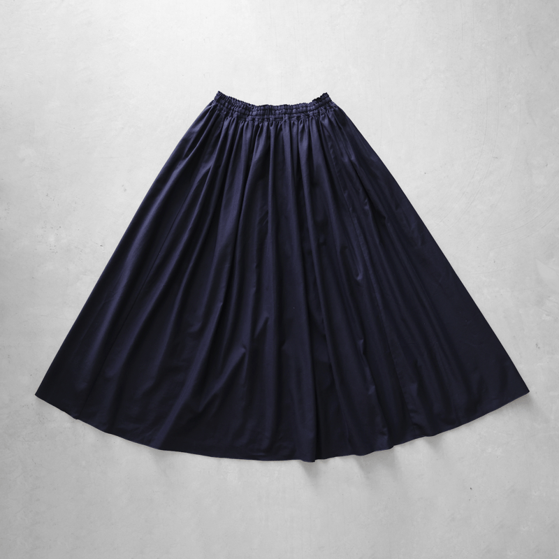 フランス綾ロングスカートL（ダークネイビー）【レディス】U402L