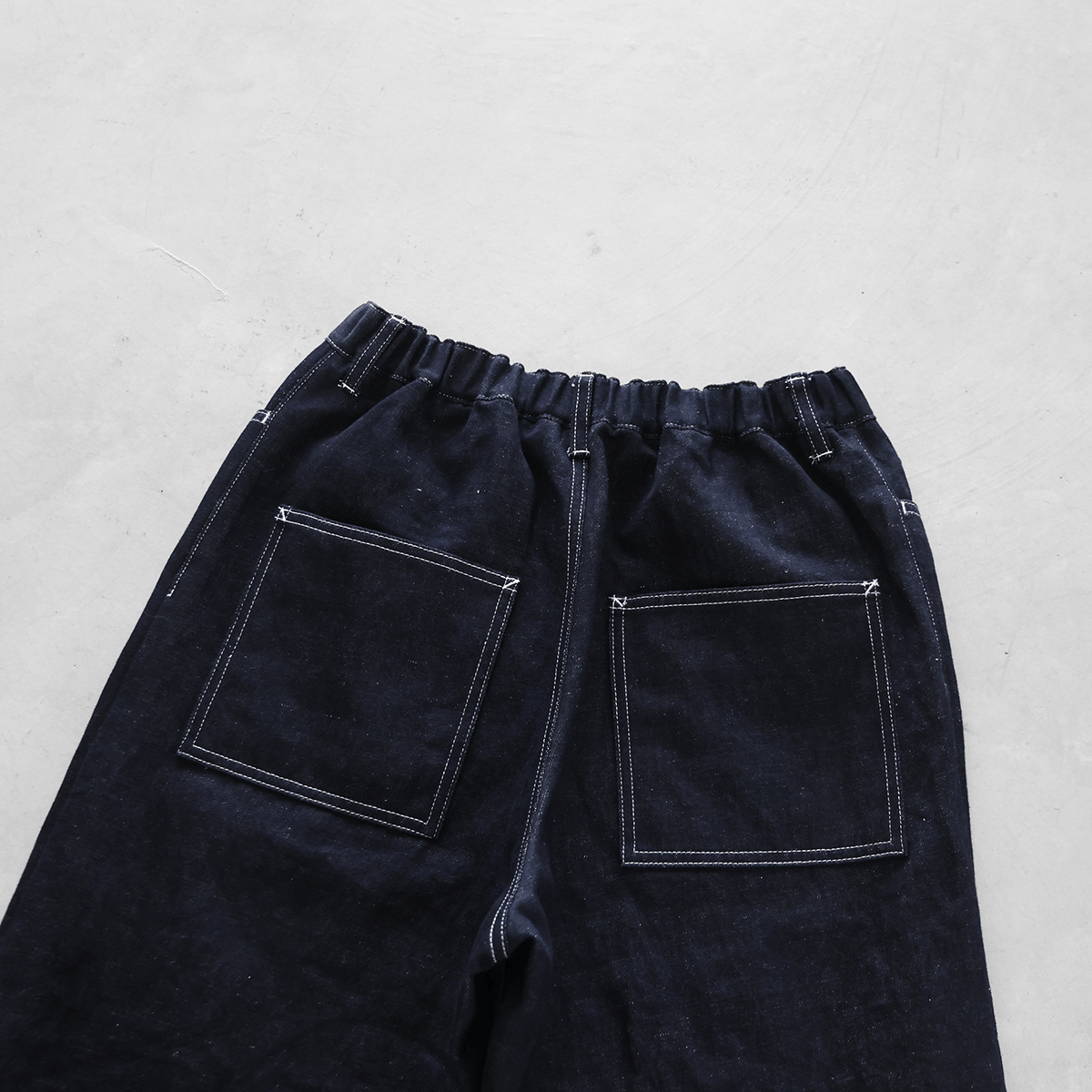 HUIS×三備”綿麻シャトルデニムワイドストレートワークパンツ