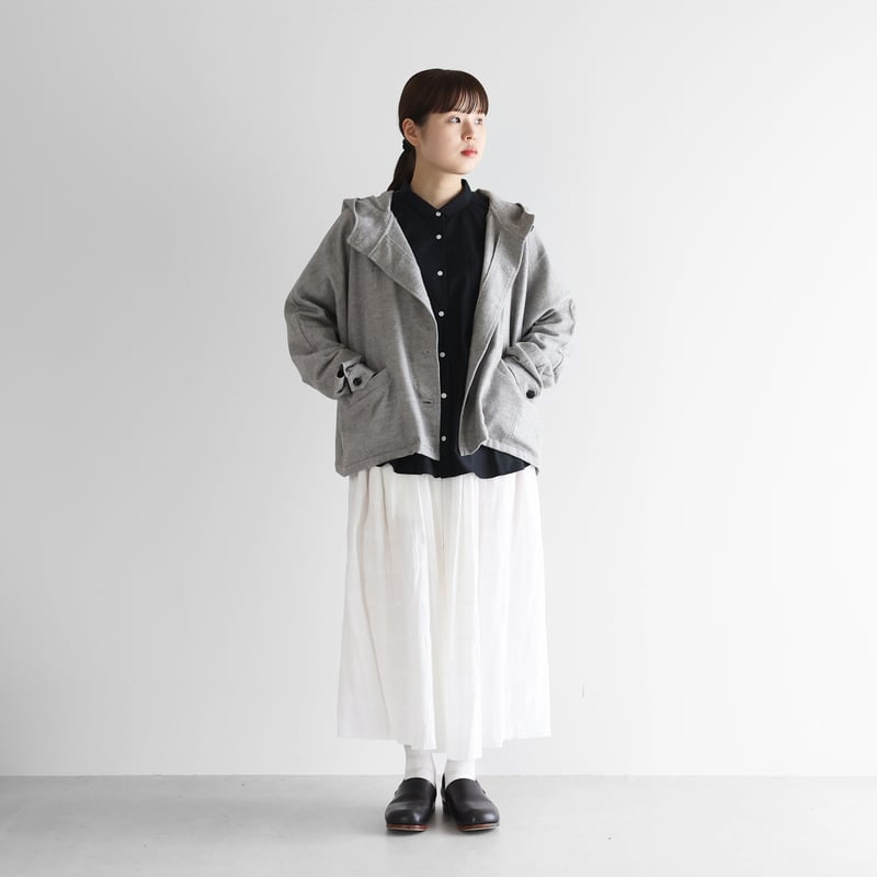 ヤクウール綾ネルポンチョ（ライトグレー）【レディス】315