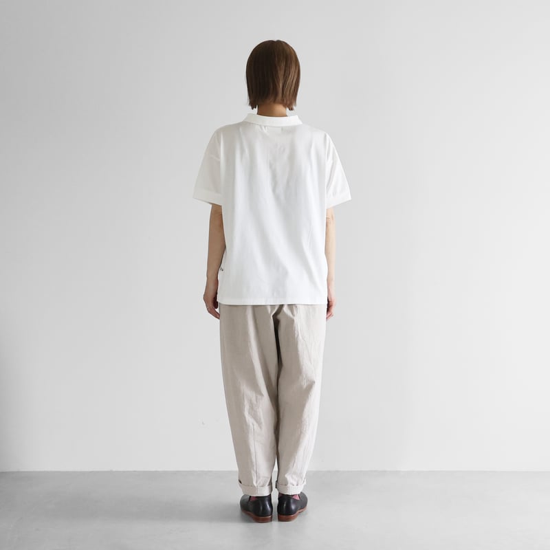 HUIS in house］SUVIN COTTON半袖ポロカットソー（ホワイト）【レディス