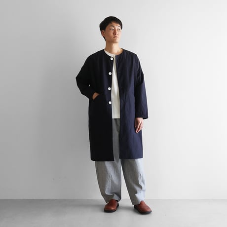 ばちばちタイプライタークロスふかふかオーバーコート（ダークネイビー）【ユニセックス】305