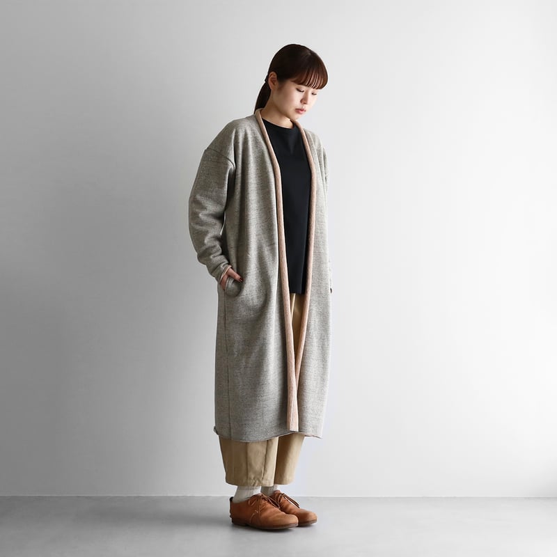 HUIS×yohaku吊り編み&茶綿スウェットロングカーディガン（トップ