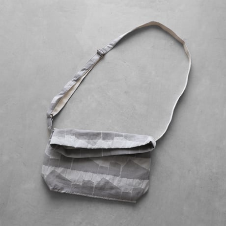 先染め朱子織シャトルジャガード2WAYミニショルダーバッグ（ライトグレー）S005