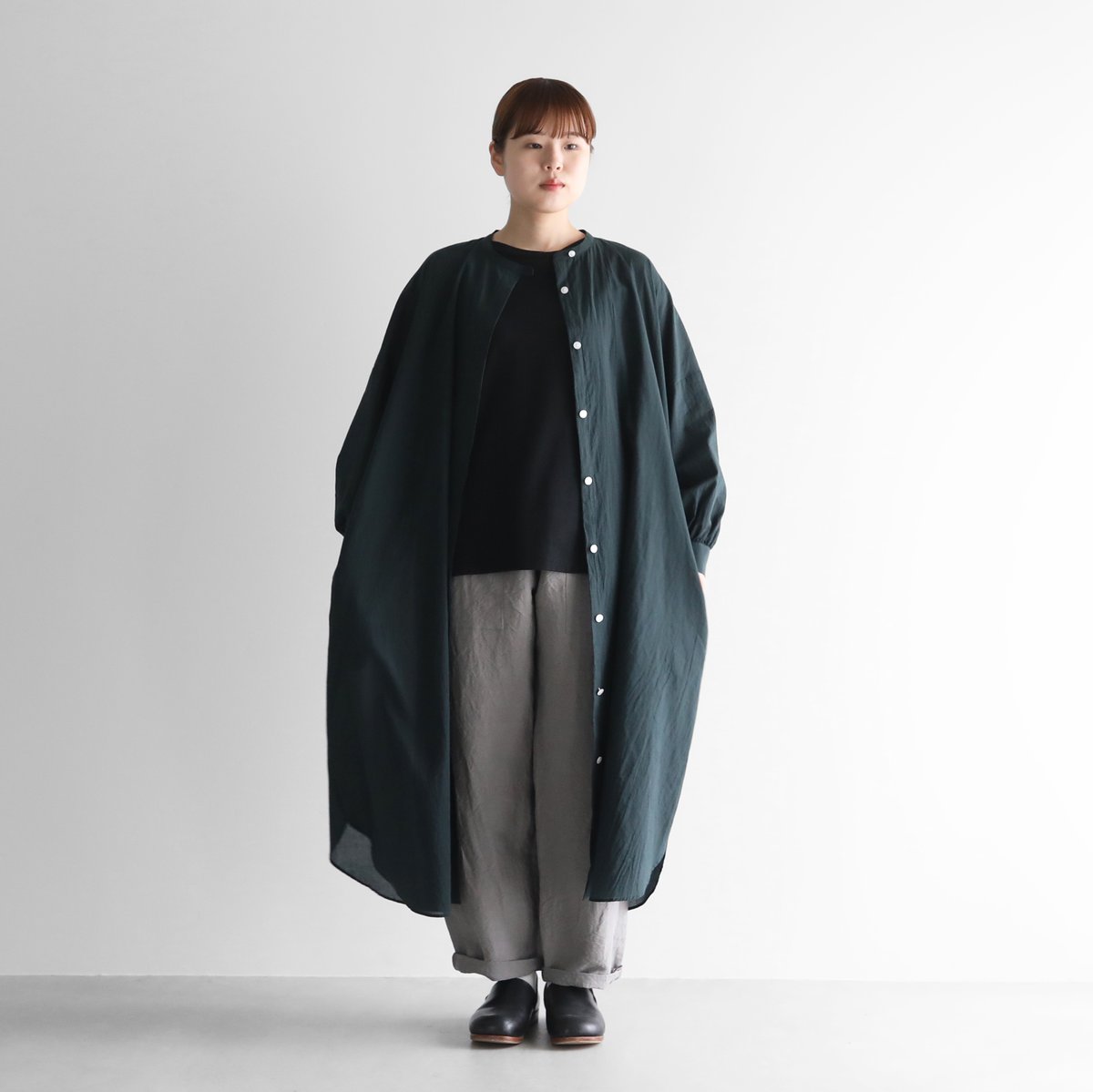 CLANE ダークブラウン リブ編み ポロシャツ 長袖 CLANE ダークブラウン リブ編み ポロシャツ 長袖