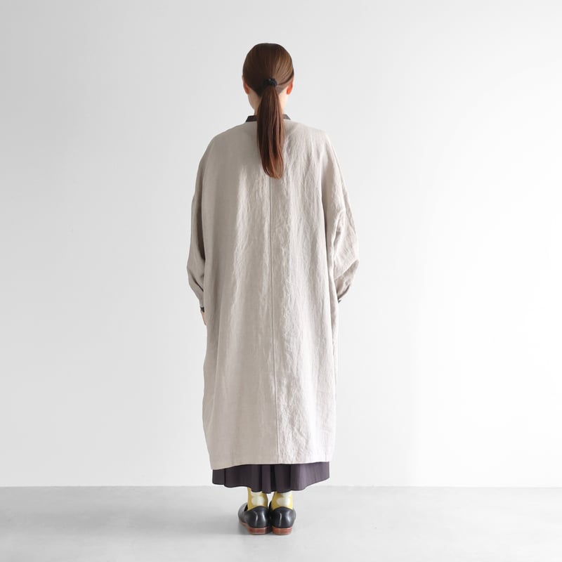 オールドレピアリネンバンドカラーワイドワンピース・クレリック