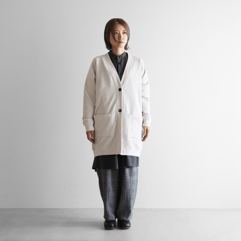 HUIS in house］SUVINスウェットロングカーディガン（ホワイトグレー