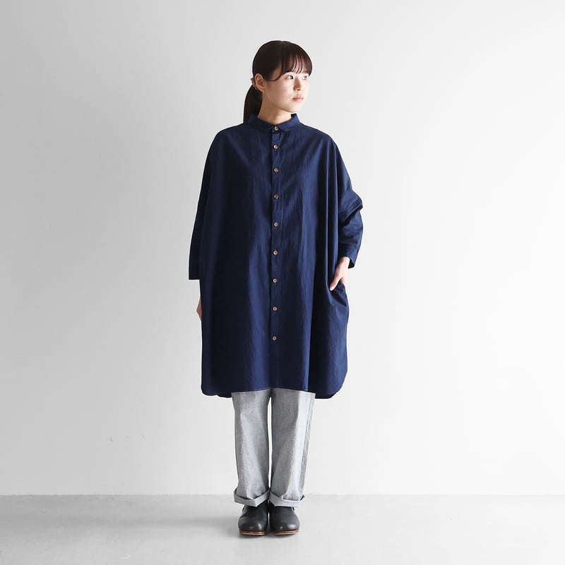 HUIS×sayu 本藍染めコットンロングシャツ【ユニセックス】004 | HUIS