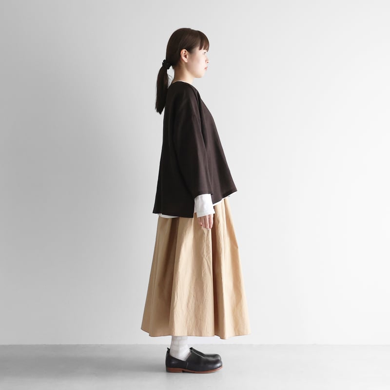 超美品【レミュー　アオキ】ウォッシャブル　ノーカラー　パンツ　モカブラウン　7 ウォッシャブルウールワイドプルオーバー（ダークモカ