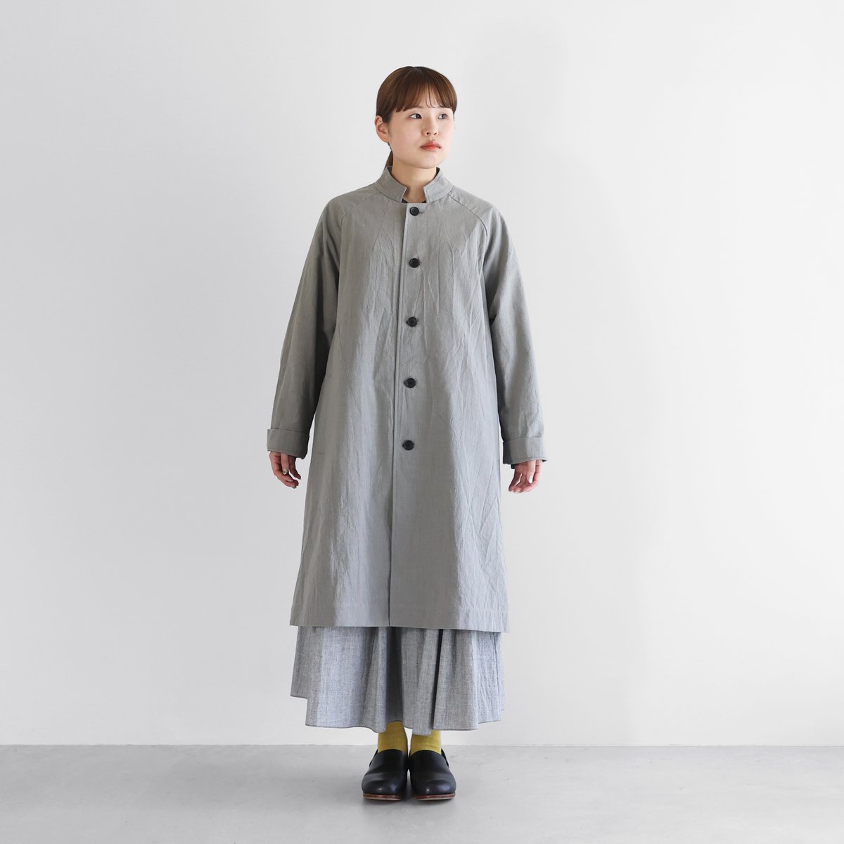 やわらかシーチングコットンアトリエコート（ライトグレー）【ユニ
