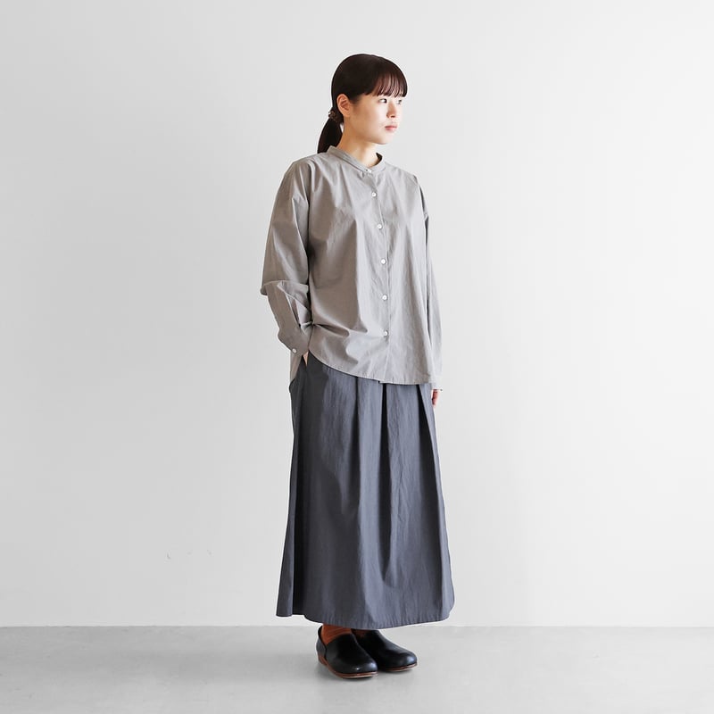 オーガニックコットンラップスカートパンツ（ダークグレー）【レディス