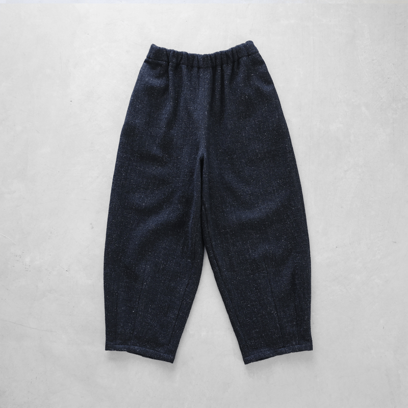 HUIS×尾州”縮絨リネンウールバルーンパンツロング（ブラック）【ユニ
