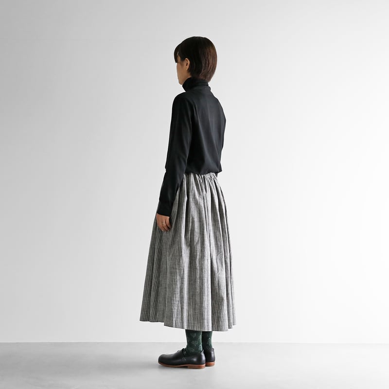 HUIS遠州織物U402シーチングコットンロングスカート シーチングコットンロングスカート（グレー×グレージュ）【レディス