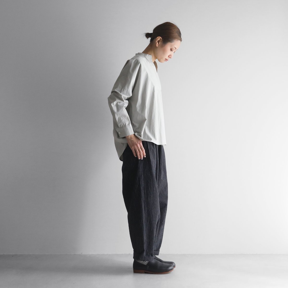 シーチングコットンワイドパンツ(ブラックストライプ)【ユニ シーチングコットンワイドパンツ(ブラックストライプ)【ユニ