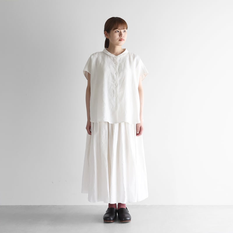 オールドレピアリネンロングスカート（白）【レディス】U402 | HUIS