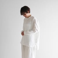 やわらかオールドレピアリネンバンドカラーオーバーシャツ（白）【ユニセックス】015