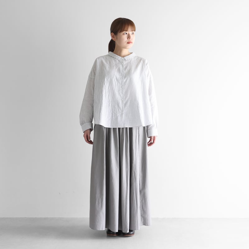 フランス綾ロングスカートL（アッシュグレー）【レディス】U402L