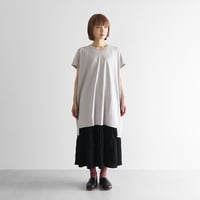 ［HUIS in house］綿麻天竺半袖Vネックワンピース（シルバーグレー）【レディス】CS303