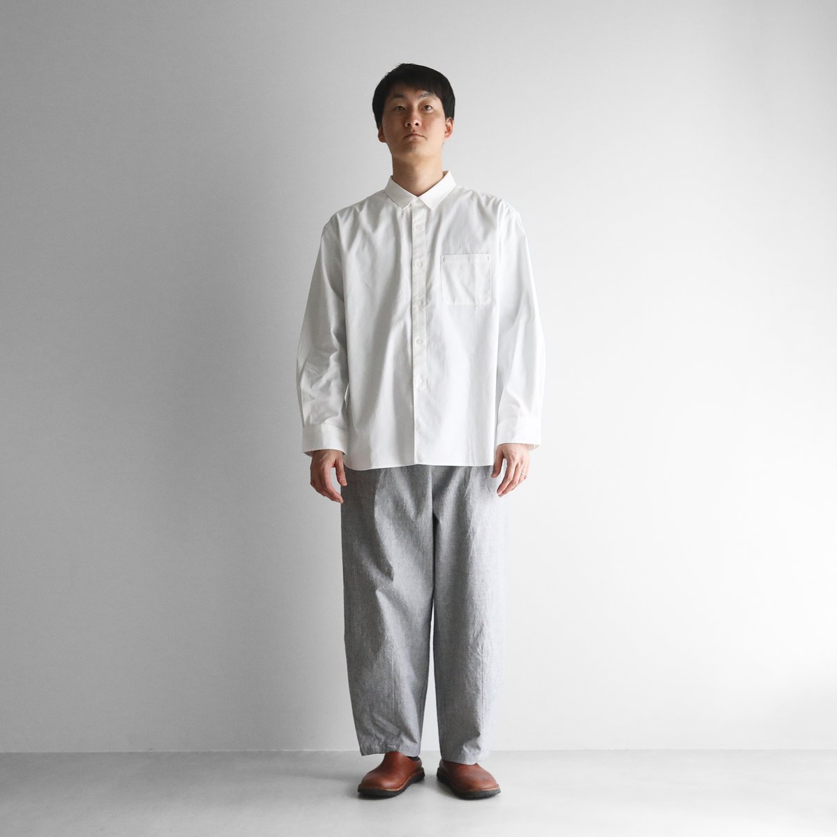 綿麻(コットンリネン)バフクロスバルーンパンツロング(グレー 綿麻(コットンリネン)バフクロスバルーンパンツロング(グレー