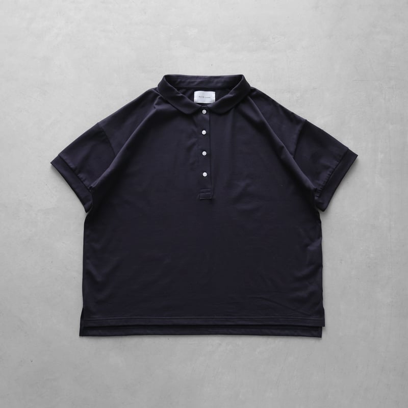 HUIS 　SUVIN COTTON半袖ポロカットソー HUIS in house］SUVIN COTTON半袖ポロカットソー（ダークネイビー）【レ