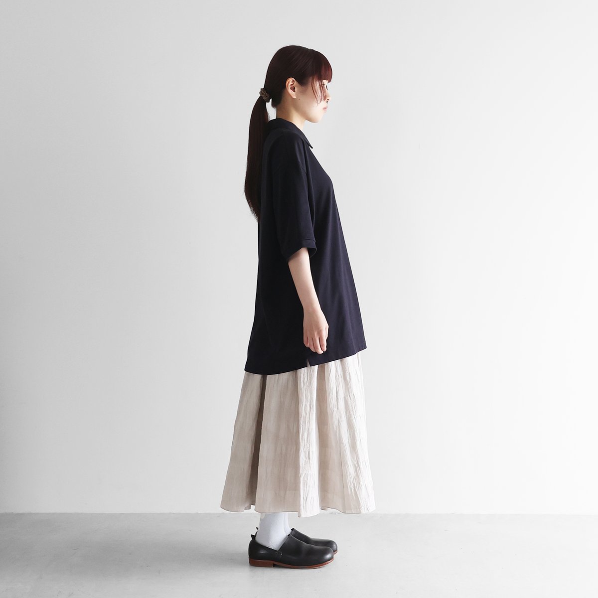 HUIS in house］SUVIN COTTONビッグポロカットソー（ダークネイビー）【
