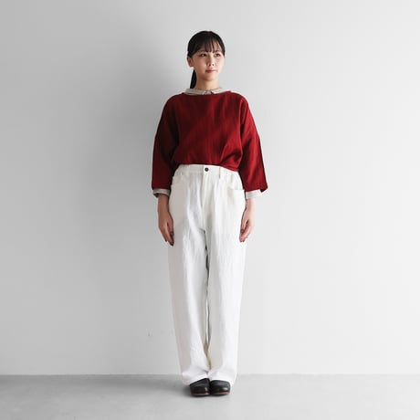 オールドレピア天日干しラミーリネンワイドストレートワークパンツ（白）【ユニセックス】515