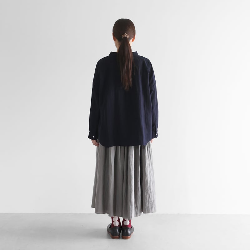 オーダー予約品　ダウスタ２ページ シャトルダブルガーゼワイドブラウス（ダークネイビー）【レディス