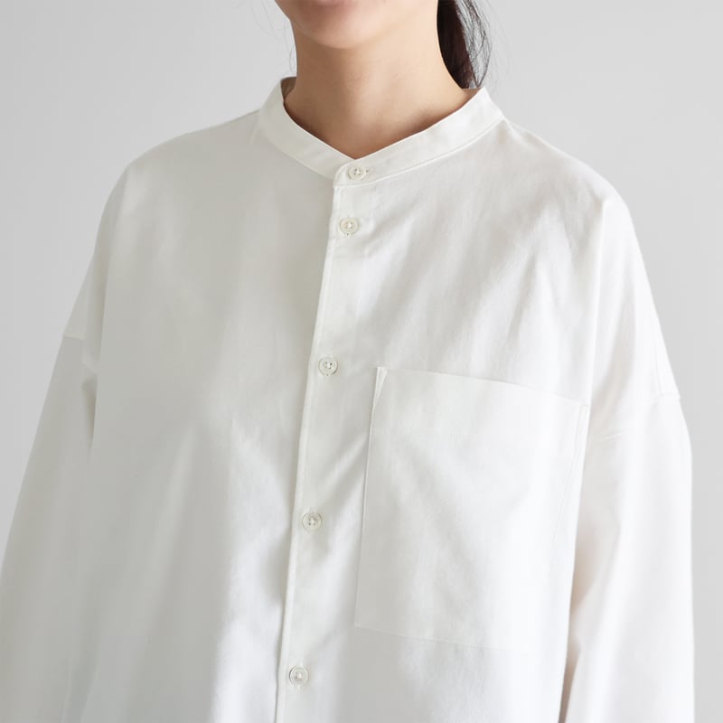 スヴィンオックスフォードバンドカラーオーバーシャツL（きなり