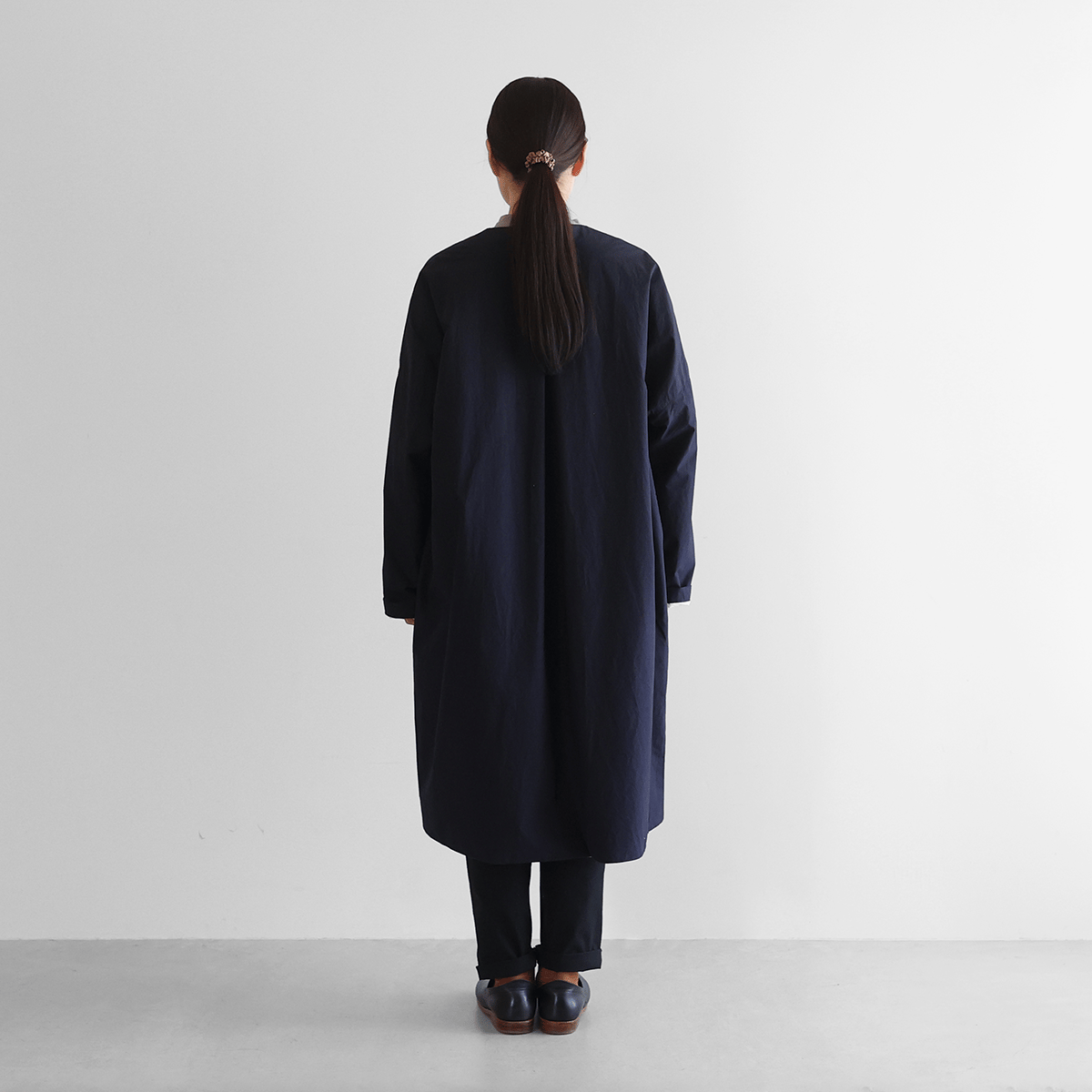 ばちばちタイプライタークロスふかふかオーバーコート（ダークネイビー